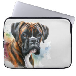 Beautiful Boxer Dog in Watercolor Laptop Sleeve