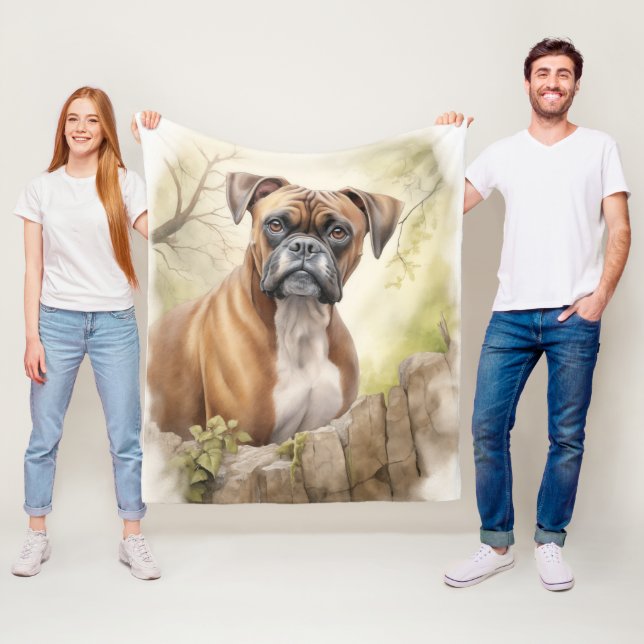 Beautiful Boxer – Playful & Loyal Fleece Blanket (In Situ)