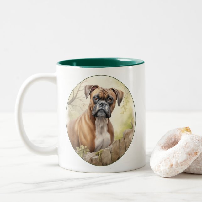 Beautiful Boxer – Playful & Loyal Two-Tone Coffee Mug (With Donut)