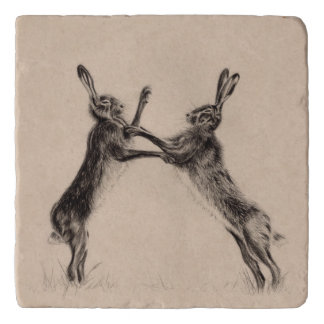 Beautiful Boxing Hares Trivet