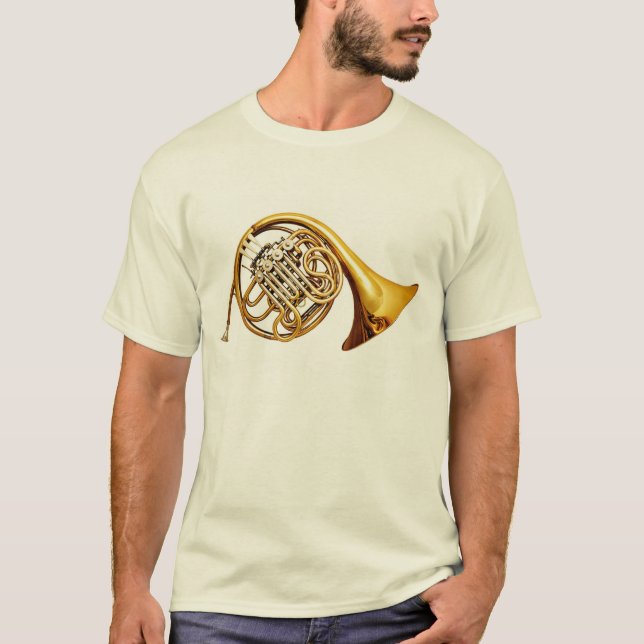 Beautiful Brass French Horn Musical Instrument T-Shirt (Front)