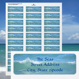 Beautiful Breaking Wave Aqua Blue Return Address Label