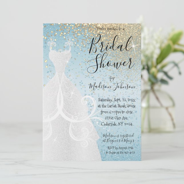 Beautiful Bridal Shower - Baby Blue Invitation (Standing Front)