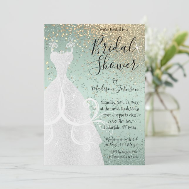 Beautiful Bridal Shower - Mint Green Invitation (Standing Front)