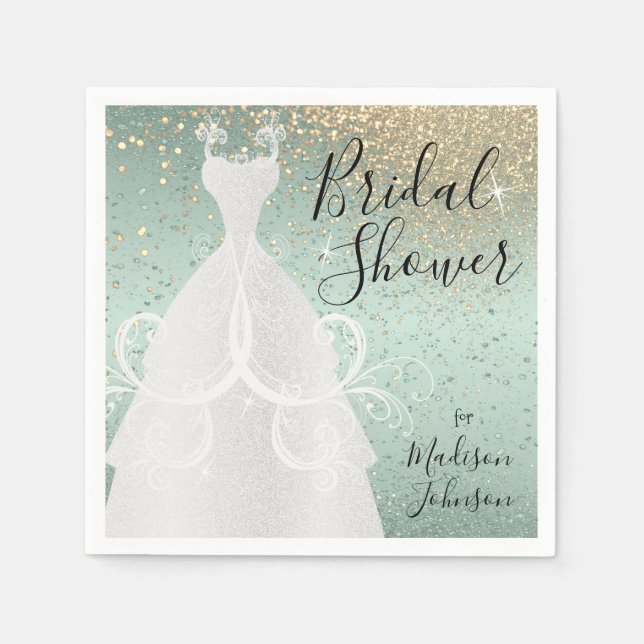 Beautiful Bridal Shower - Mint Green Napkins (Front)