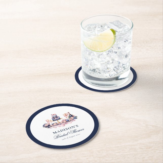 Beautiful Bridal Shower Personalized Round Paper Coaster (Insitu)