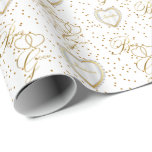 Beautiful Bride and Groom Gold Heart -Wedding Wrapping Paper<br><div class="desc">Beautiful Bride and Groom Gold Heart Wedding Gift Wrap ready for you to personalize. ✔NOTE: ONLY CHANGE THE TEMPLATE AREAS NEEDED! 😀 If needed, you can remove the text and start fresh adding whatever text and font you like. 📌If you need further customization, please click the "Click to Customize further"...</div>