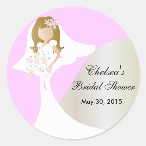 Beautiful Bride Bridal Shower Classic Round Sticker