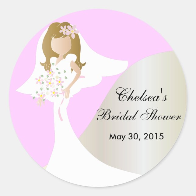 Beautiful Bride Bridal Shower Classic Round Sticker (Front)