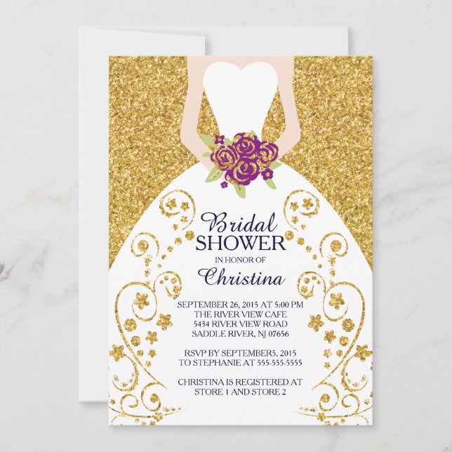 Beautiful Bride Glitter Bridal Shower Invitation (Front)