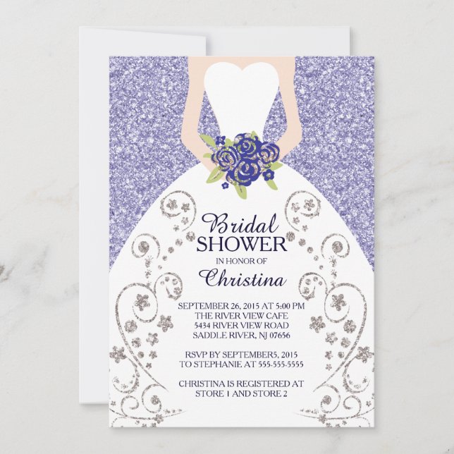 Beautiful Bride Glitter Bridal Shower Invitation (Front)