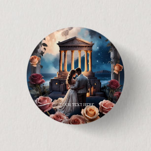 Beautiful Bride & Groom Standing by the Sea Button