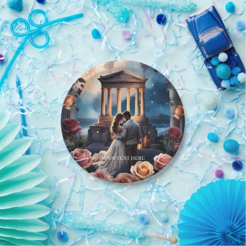 Beautiful Bride  Groom Standing by the Sea Paper Plates