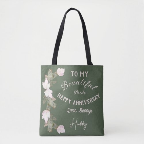 Beautiful Bride Happy Anniversary Love Hubby Tote Bag