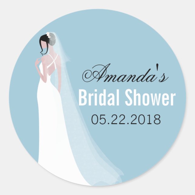 Beautiful Bride Personalized Bridal Shower Classic Round Sticker (Front)
