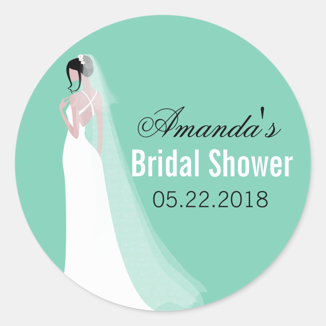 Beautiful Bride Personalized Bridal Shower Classic Round Sticker Zazzle