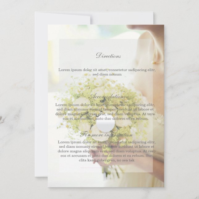 Beautiful Bride with Flower Bouquet Wedding Invitation (Front)