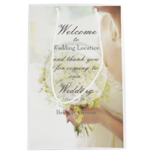 Beautiful Bride with Flower Bouquet Wedding Medium Gift Bag