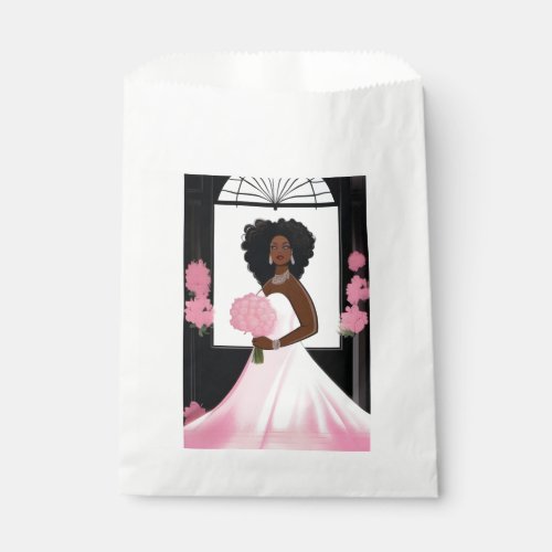 Beautiful Bride with pink flowers  Favor Bag