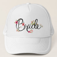 Beautiful Bride Word with Flowers Trucker Hat