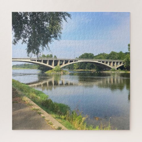Beautiful Bridge River Loire Tours France Square Jigsaw Puzzle