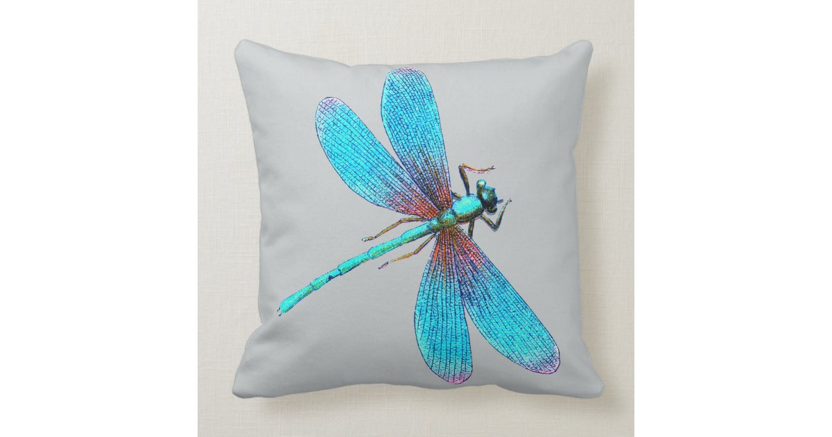 Beautiful Bright Blue Turquoise Dragonfly Throw Pillow Zazzle Com