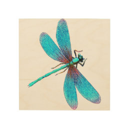 Beautiful Bright Blue Turquoise Dragonfly Wood Wall Art
