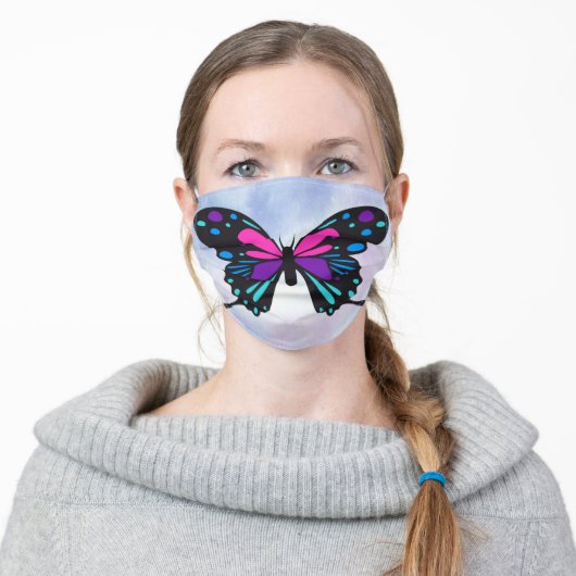 Beautiful Bright Butterfly Adult Cloth Face Mask (Worn)