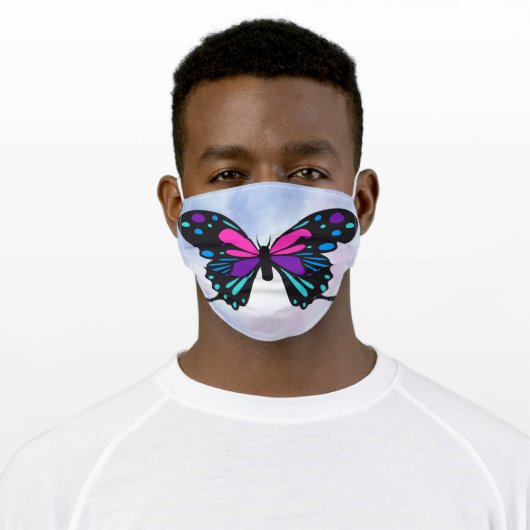 Beautiful Bright Butterfly Adult Cloth Face Mask (Worn)
