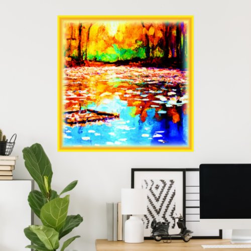 Beautiful Bright Colored Orange Forest Buy Now Poster