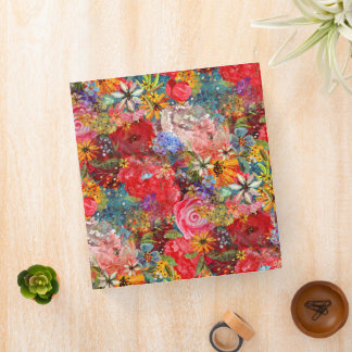 Beautiful Bright Colorful Abstract Floral Pattern 3 Ring Binder