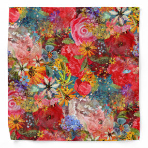 Beautiful Bright Colorful Abstract Floral Pattern Bandana