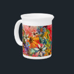 Beautiful Bright Colorful Abstract Floral Pattern Beverage Pitcher<br><div class="desc">This bright colourful large abstract floral pattern with a subtle grungy texture is sure to please anyone looking to catch the trendy granny chic,  grandmillennial look for fashion and home decor. This modern floral repeating pattern also makes the perfect gift for your favourite nature lover.</div>