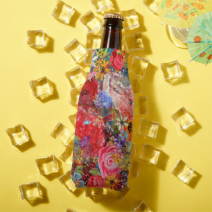 Beautiful Bright Colorful Abstract Floral Pattern Bottle Cooler