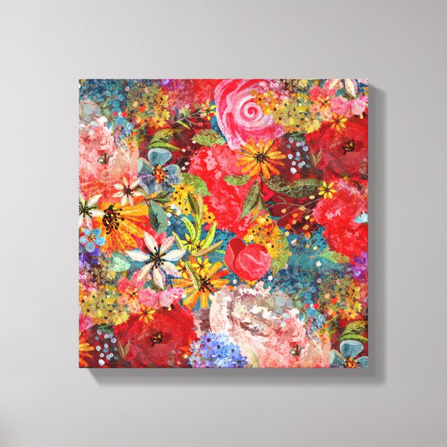 Beautiful Bright Colorful Abstract Floral Pattern Canvas Print (Front)