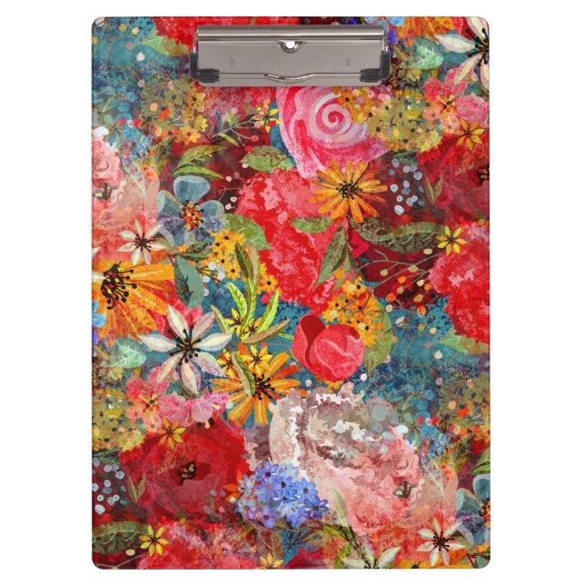 Beautiful Bright Colorful Abstract Floral Pattern Clipboard (Front)