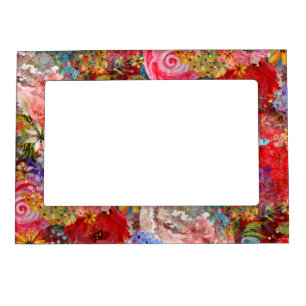 Beautiful Bright Colorful Abstract Floral Pattern Magnetic Frame