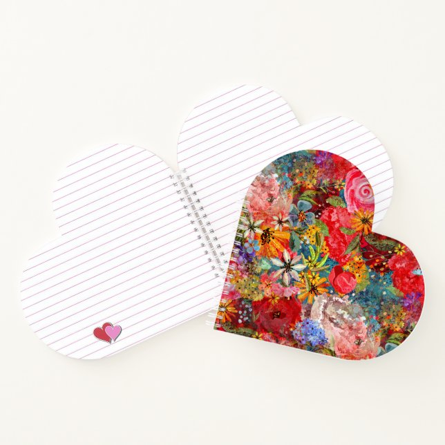 Beautiful Bright Colorful Abstract Floral Pattern Notebook (Inside)