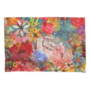 Beautiful Bright Colorful Abstract Floral Pattern Pillow Case