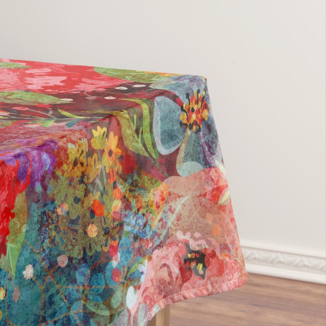Beautiful Bright Colorful Abstract Floral Pattern Tablecloth (In Situ)