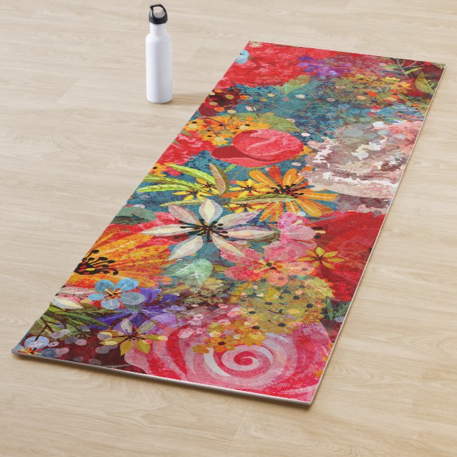 Beautiful Bright Colorful Abstract Floral Pattern Yoga Mat (In Situ)