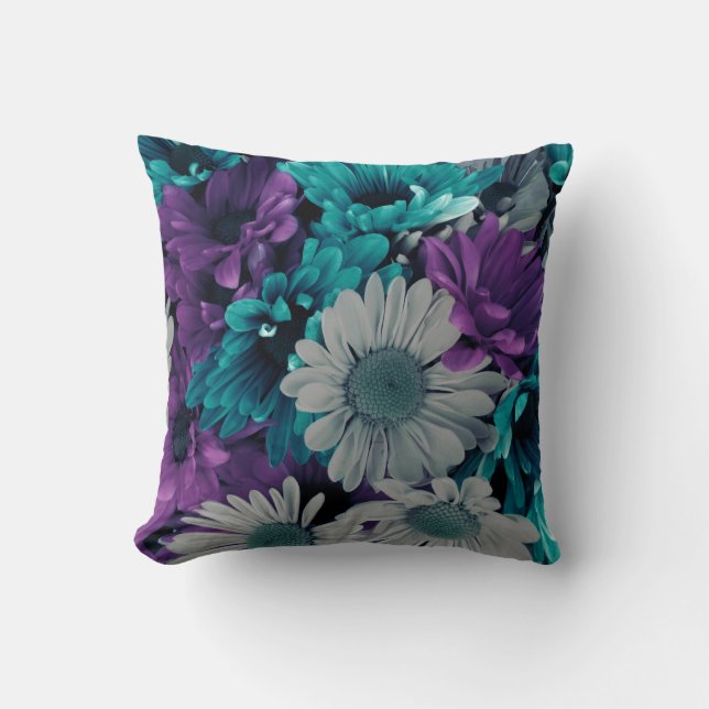 Beautiful Bright Floral Throw Pillow (Front)