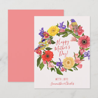 Beautiful Bright Floral Wreath Happy Mother's Day  Card