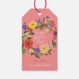 Beautiful Bright Floral Wreath Happy Mother&#39;s Day  Gift Tags