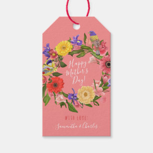 Beautiful Bright Floral Wreath Happy Mother's Day  Gift Tags