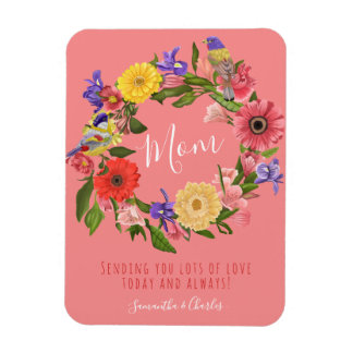 Beautiful Bright Floral Wreath Happy Mother's Day  Magnet