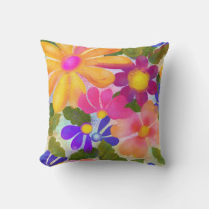 Beautiful Bright Flowers Throw Pillow
