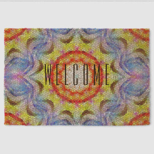 Beautiful Bright Mosaic Tile Sun Flower Fiber Doormat