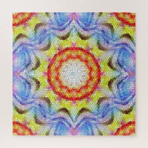 Beautiful Bright Mosaic Tile Sun Flower Jigsaw Puzzle