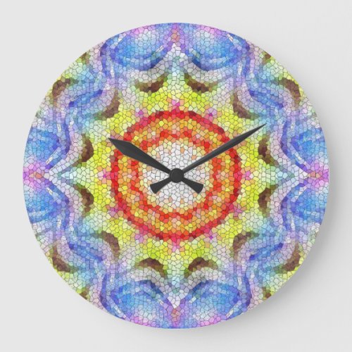Beautiful Bright Mosaic Tile Sun Flower Large Clock